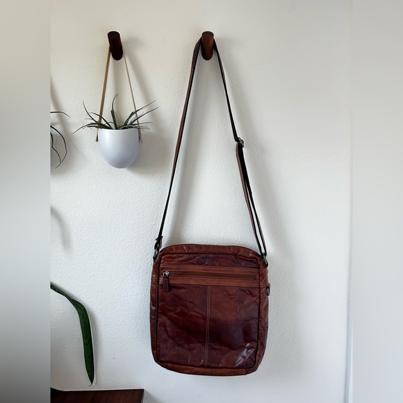 Jack George Dark Brown Leather Crossbody Bag - Picture 2 of 5